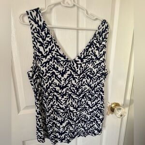 NWT Lilly Pulitzer Gigi V-Neck Tank Bright Navy Treasure Size XL